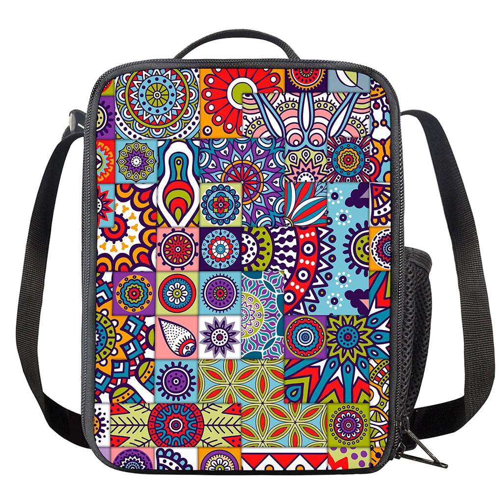 Mandala Tile Bohemian Pattern Print Crossbody Lunch Bag