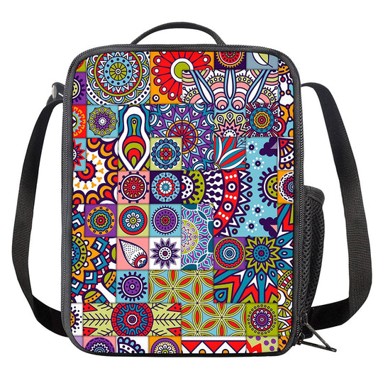 Mandala Tile Bohemian Pattern Print Crossbody Lunch Bag