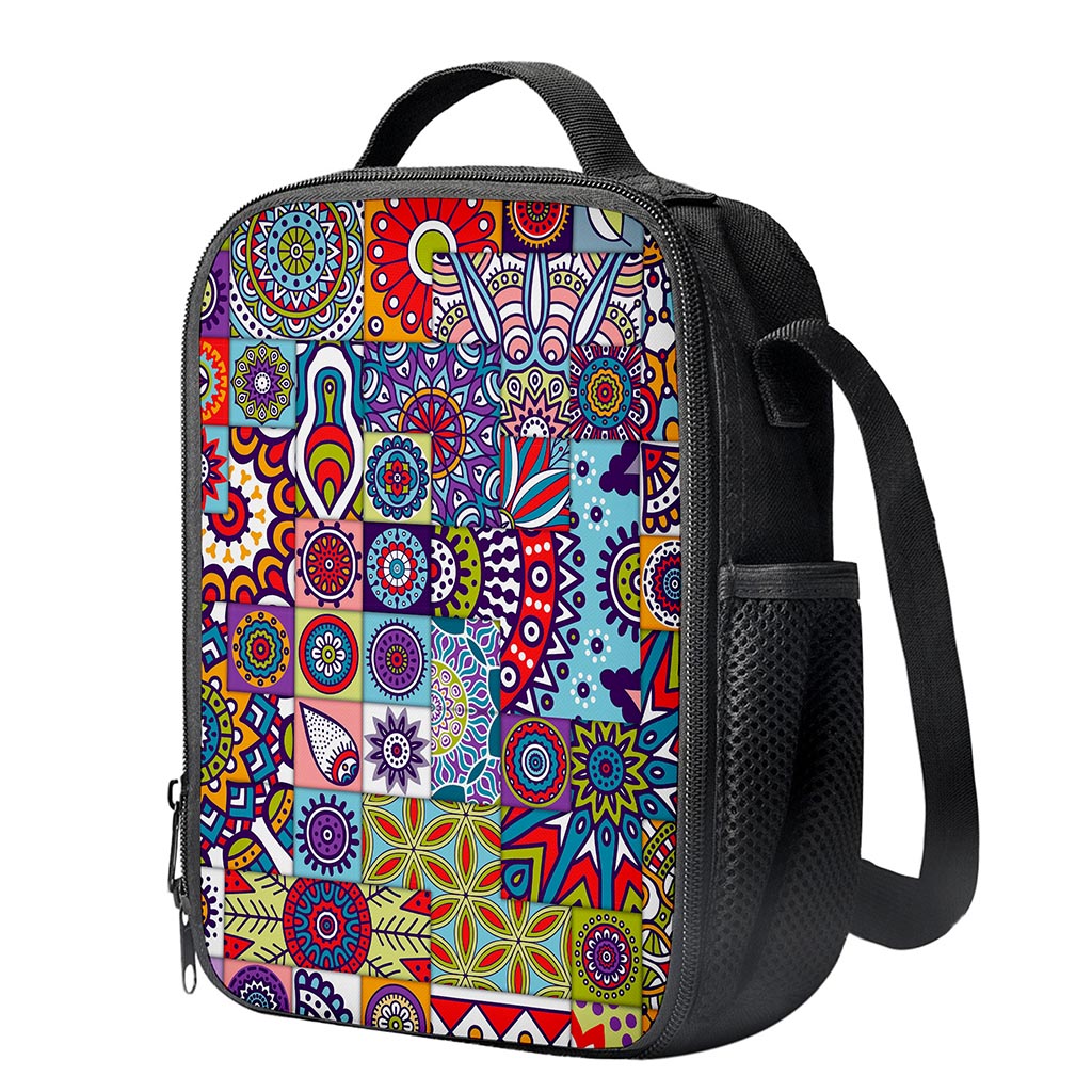 Mandala Tile Bohemian Pattern Print Crossbody Lunch Bag
