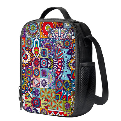 Mandala Tile Bohemian Pattern Print Crossbody Lunch Bag