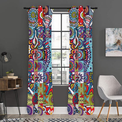 Mandala Tile Bohemian Pattern Print Curtain