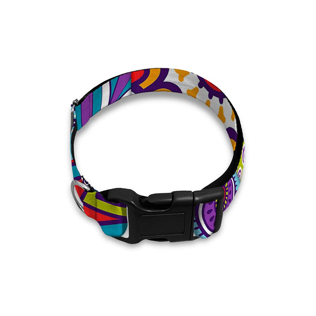 Mandala Tile Bohemian Pattern Print Dog Collar