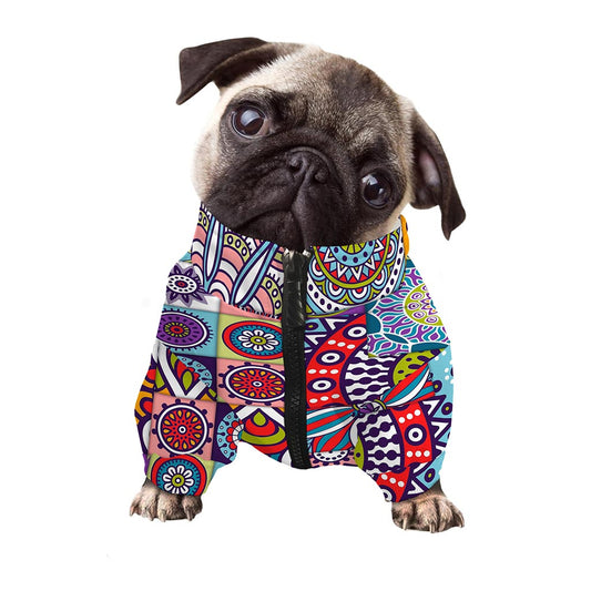 Mandala Tile Bohemian Pattern Print Dog Zip Up Jacket