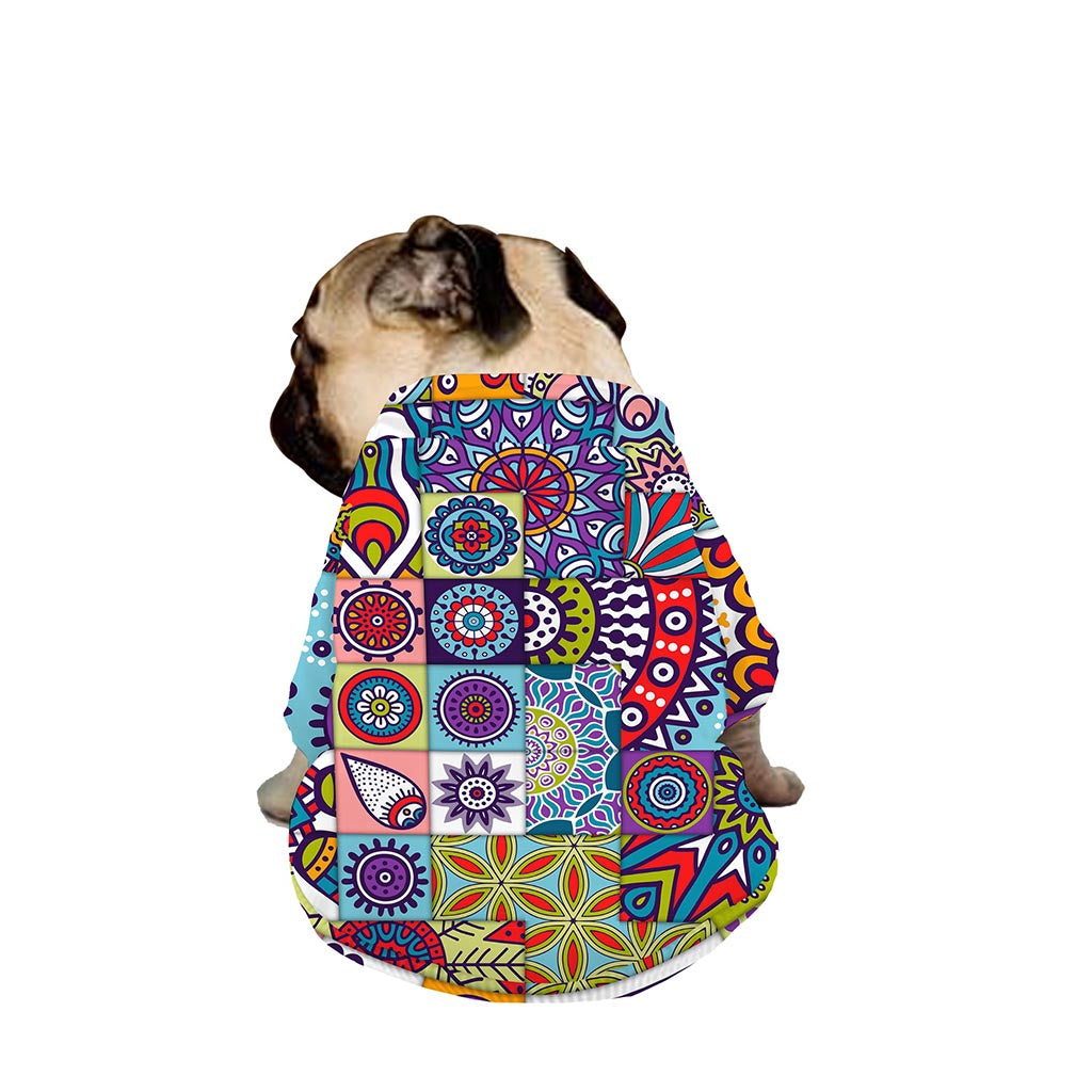 Mandala Tile Bohemian Pattern Print Dog Zip Up Jacket