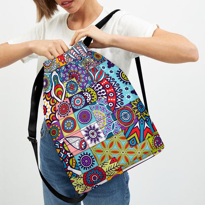 Mandala Tile Bohemian Pattern Print Drawstring Backpack