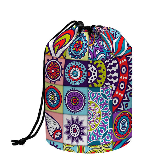 Mandala Tile Bohemian Pattern Print Drawstring Makeup Bag