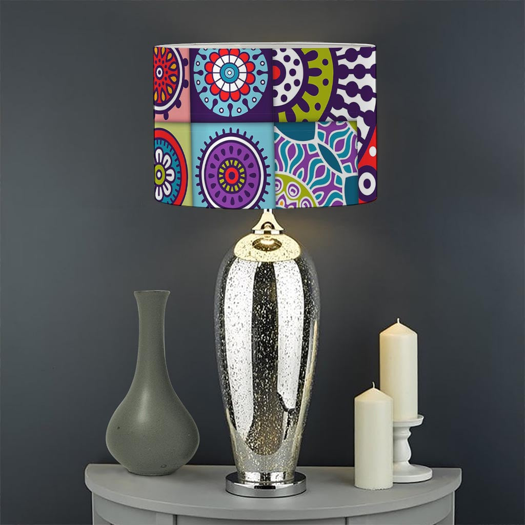 Mandala Tile Bohemian Pattern Print Drum Lamp Shade