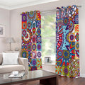 Mandala Tile Bohemian Pattern Print Extra Wide Grommet Curtains