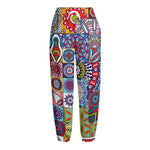 Mandala Tile Bohemian Pattern Print Fleece Lined Knit Pants