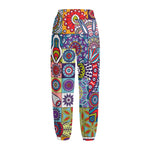 Mandala Tile Bohemian Pattern Print Fleece Lined Knit Pants