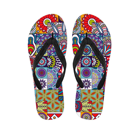 Mandala Tile Bohemian Pattern Print Flip Flops