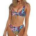 Mandala Tile Bohemian Pattern Print Front Bow Tie Bikini