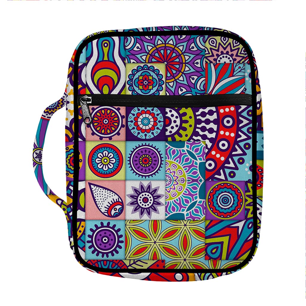 Mandala Tile Bohemian Pattern Print Front Pocket Bible Bag