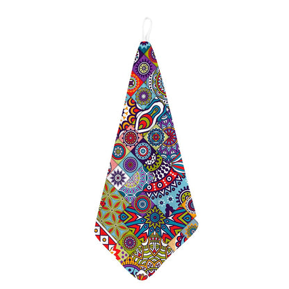 Mandala Tile Bohemian Pattern Print Hand Towel