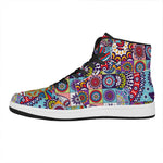 Mandala Tile Bohemian Pattern Print High Top Leather Sneakers