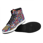 Mandala Tile Bohemian Pattern Print High Top Leather Sneakers
