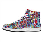 Mandala Tile Bohemian Pattern Print High Top Leather Sneakers