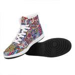 Mandala Tile Bohemian Pattern Print High Top Leather Sneakers