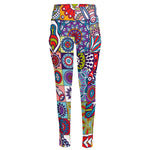 Mandala Tile Bohemian Pattern Print High-Waisted Pocket Leggings