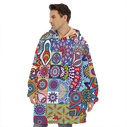 Mandala Tile Bohemian Pattern Print Hoodie Blanket