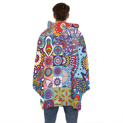Mandala Tile Bohemian Pattern Print Hoodie Blanket