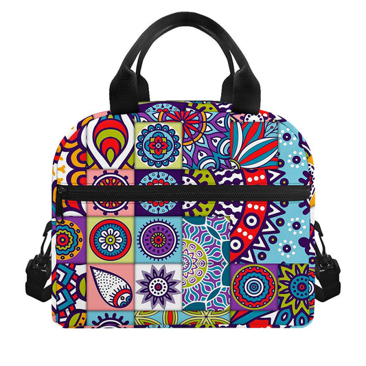Mandala Tile Bohemian Pattern Print Insulated Lunch Bag