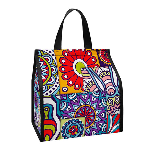 Mandala Tile Bohemian Pattern Print Insulated Lunch Tote