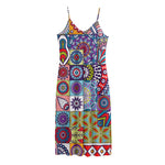Mandala Tile Bohemian Pattern Print Jersey Midi Cami Dress