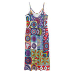 Mandala Tile Bohemian Pattern Print Jersey Midi Cami Dress