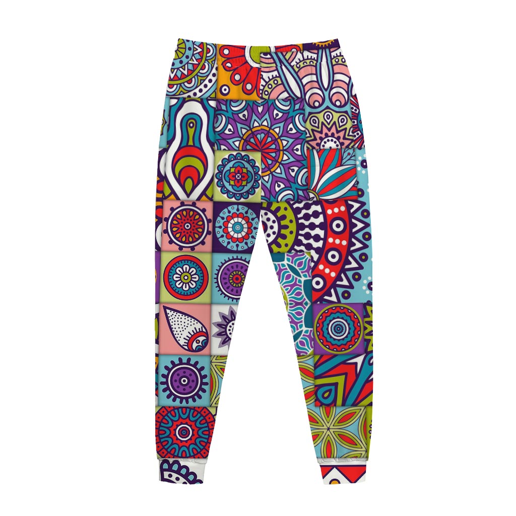 Mandala Tile Bohemian Pattern Print Jogger Pants