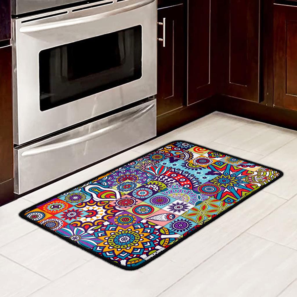 Mandala Tile Bohemian Pattern Print Kitchen Mat