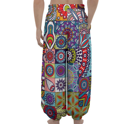 Mandala Tile Bohemian Pattern Print Lantern Pants