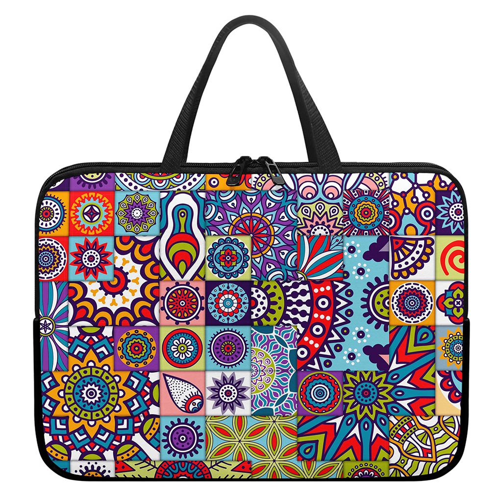 Mandala Tile Bohemian Pattern Print Laptop Sleeve With Handle