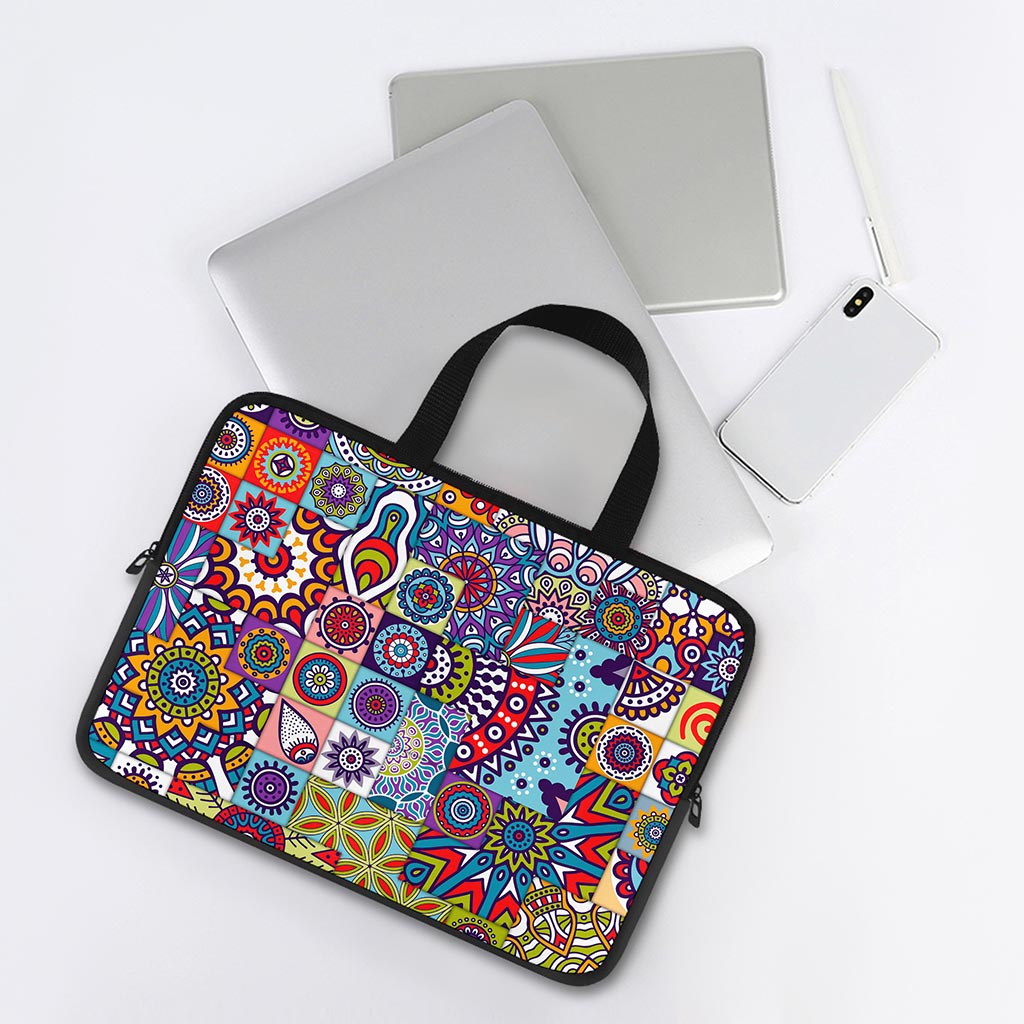 Mandala Tile Bohemian Pattern Print Laptop Sleeve With Handle