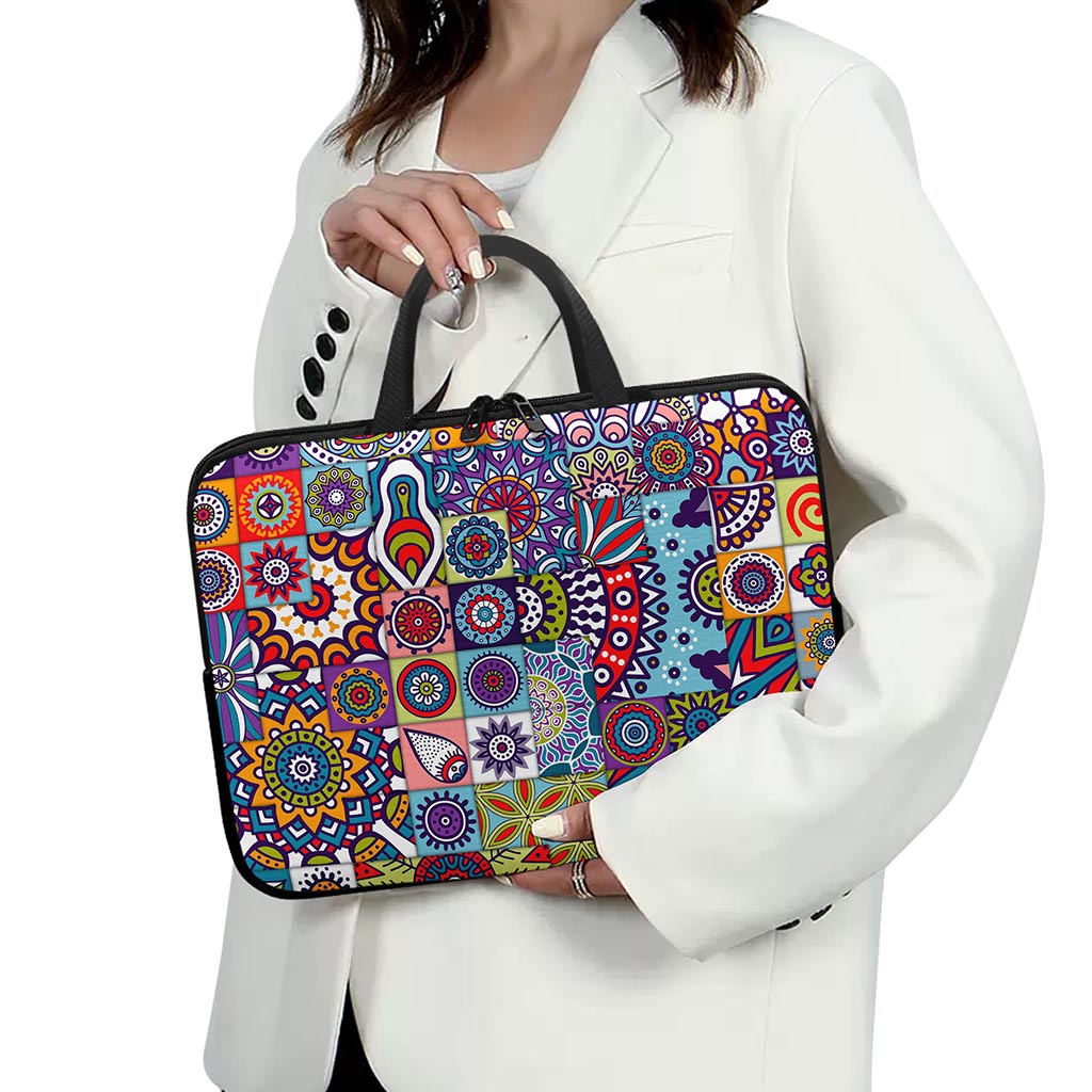 Mandala Tile Bohemian Pattern Print Laptop Sleeve With Handle