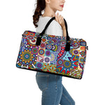 Mandala Tile Bohemian Pattern Print Leather Duffle Bag