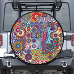 Mandala Tile Bohemian Pattern Print Leather Spare Tire Cover