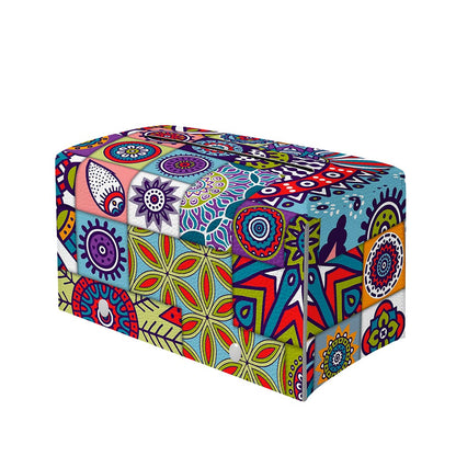 Mandala Tile Bohemian Pattern Print Leather Tissue Box Cover