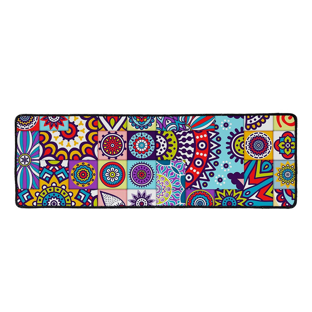 Mandala Tile Bohemian Pattern Print Long Kitchen Mat