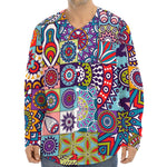Mandala Tile Bohemian Pattern Print Long Sleeve Baseball Jersey