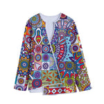 Mandala Tile Bohemian Pattern Print Long Sleeve Short Coat