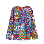 Mandala Tile Bohemian Pattern Print Long Sleeve Short Coat