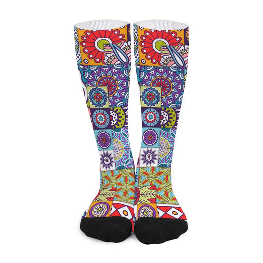 Mandala Tile Bohemian Pattern Print Long Socks