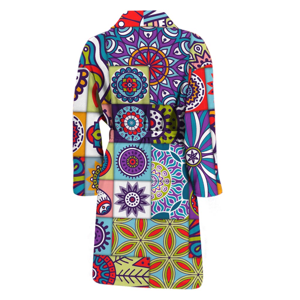 Mandala Tile Bohemian Pattern Print Men's Bathrobe