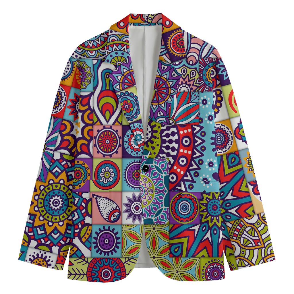 Mandala Tile Bohemian Pattern Print Men's Blazer