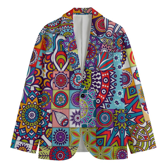 Mandala Tile Bohemian Pattern Print Men's Blazer