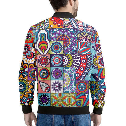 Mandala Tile Bohemian Pattern Print Men's Bomber Jacket