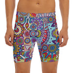 Mandala Tile Bohemian Pattern Print Men's Long Boxer Briefs
