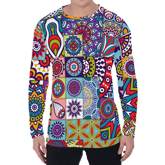Mandala Tile Bohemian Pattern Print Men's Long Sleeve T-Shirt