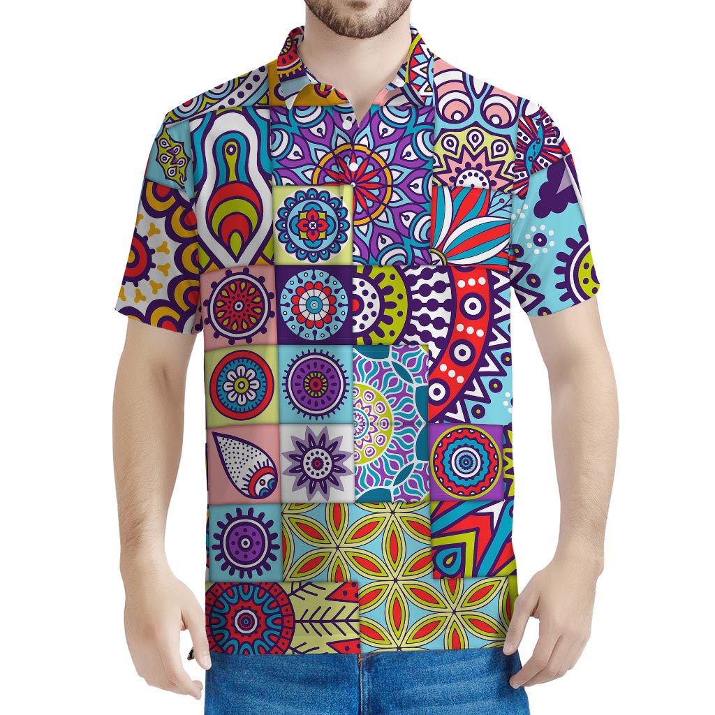 Mandala Tile Bohemian Pattern Print Men's Polo Shirt